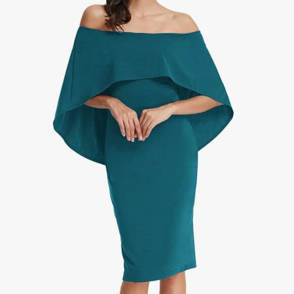 💙 Grace Karin Blue Off-Shoulder Ruffle Bodycon Dress – Size L 💙 - Picture 7 of 7